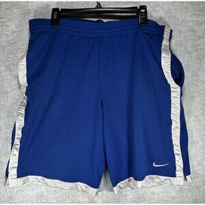 Nike Basketball Shorts Mens Medium Dri Fit Blue Athletic Mesh Drawstring Flaw